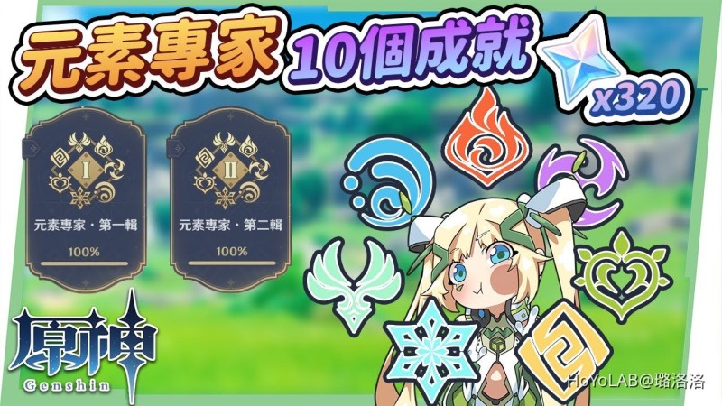 【原神】元素專家🔱10個成就獲取攻略▸第一輯&第二輯全通,用實戰更了解元素反應!超導|超載|感電|擴散|凍結|融化|超綻放|烈綻放|激化|速拿320原石&名片2張! ▹璐洛洛◃ - 封面圖